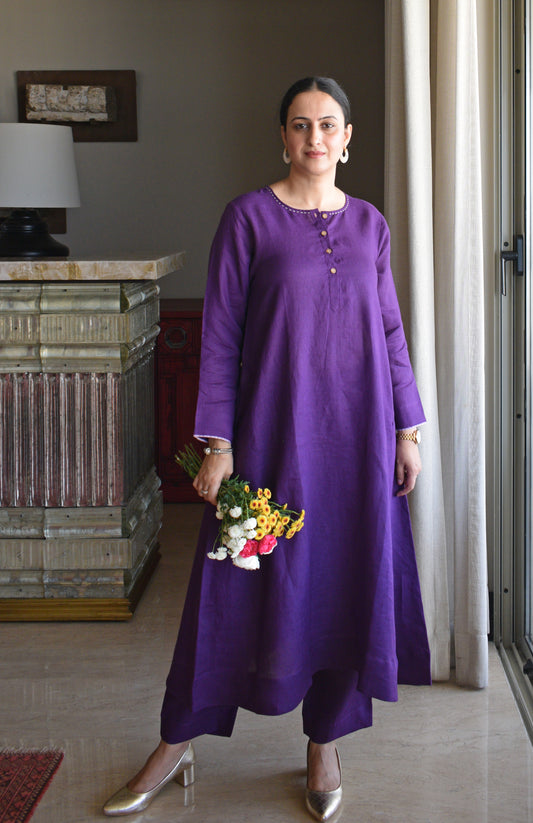 Purple Linen Co-ord Set