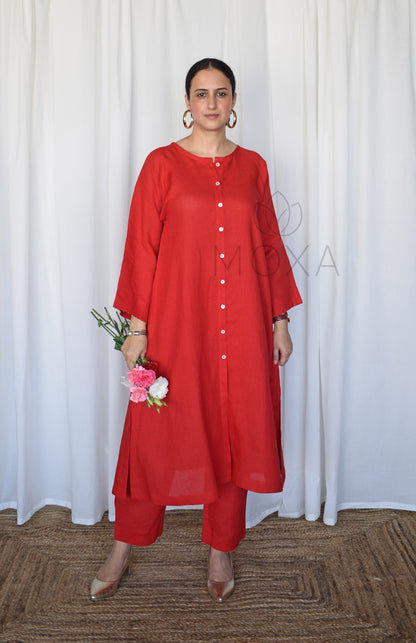 Scarlet Red Linen Co-Ord Set