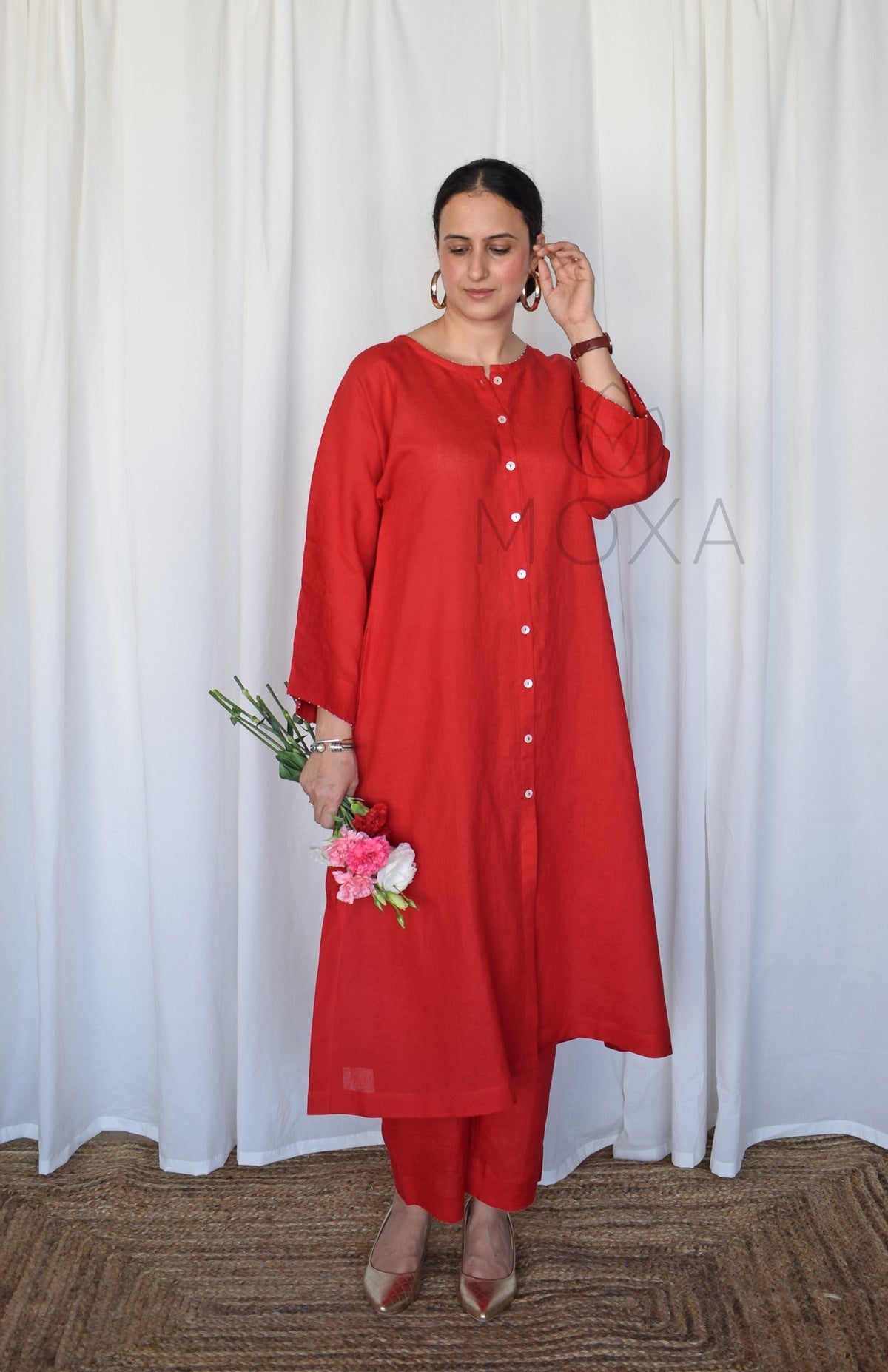 Scarlet Red Linen Co-Ord Set