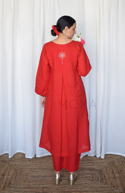 Scarlet Red Linen Co-Ord Set