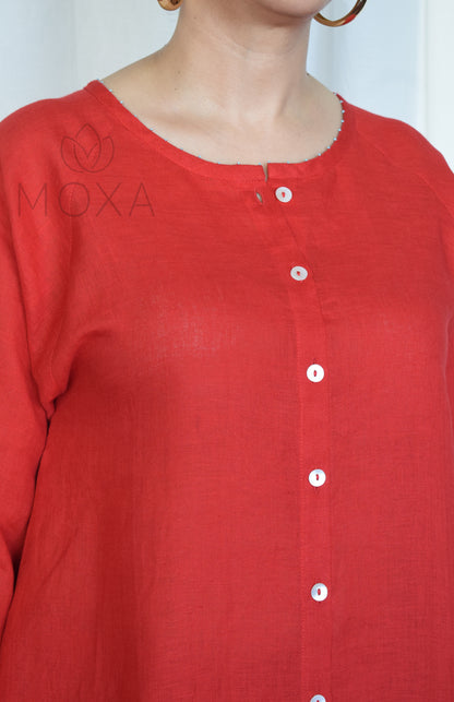 Scarlet Red Linen Co-Ord Set