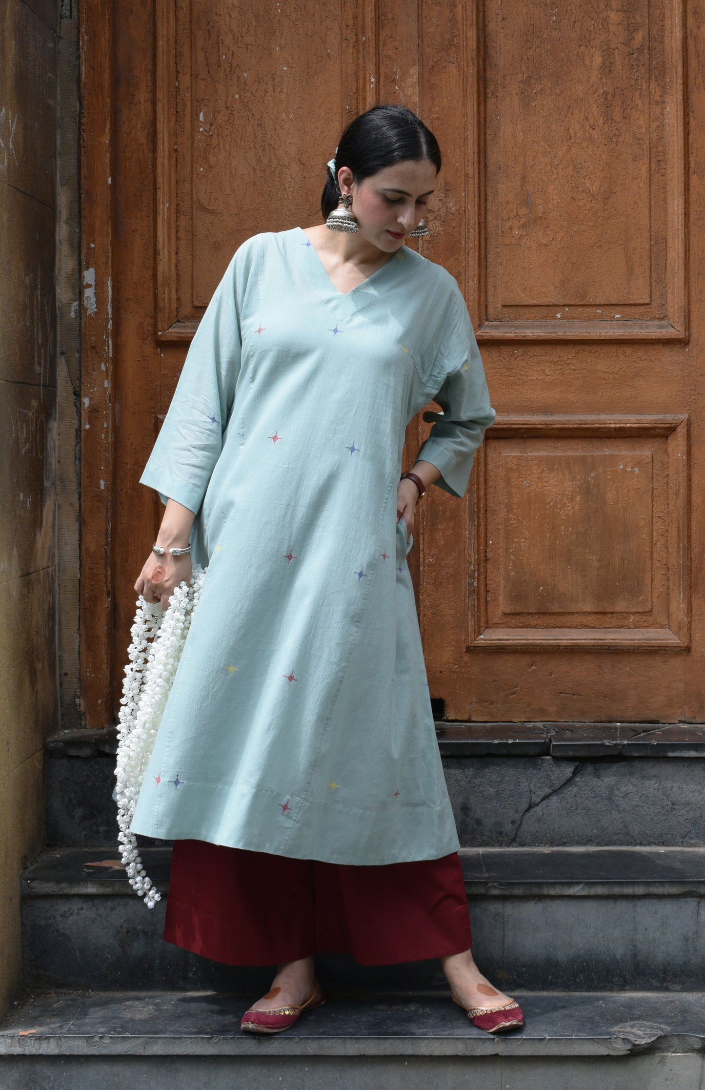 Sea Green Jamdani Phiran