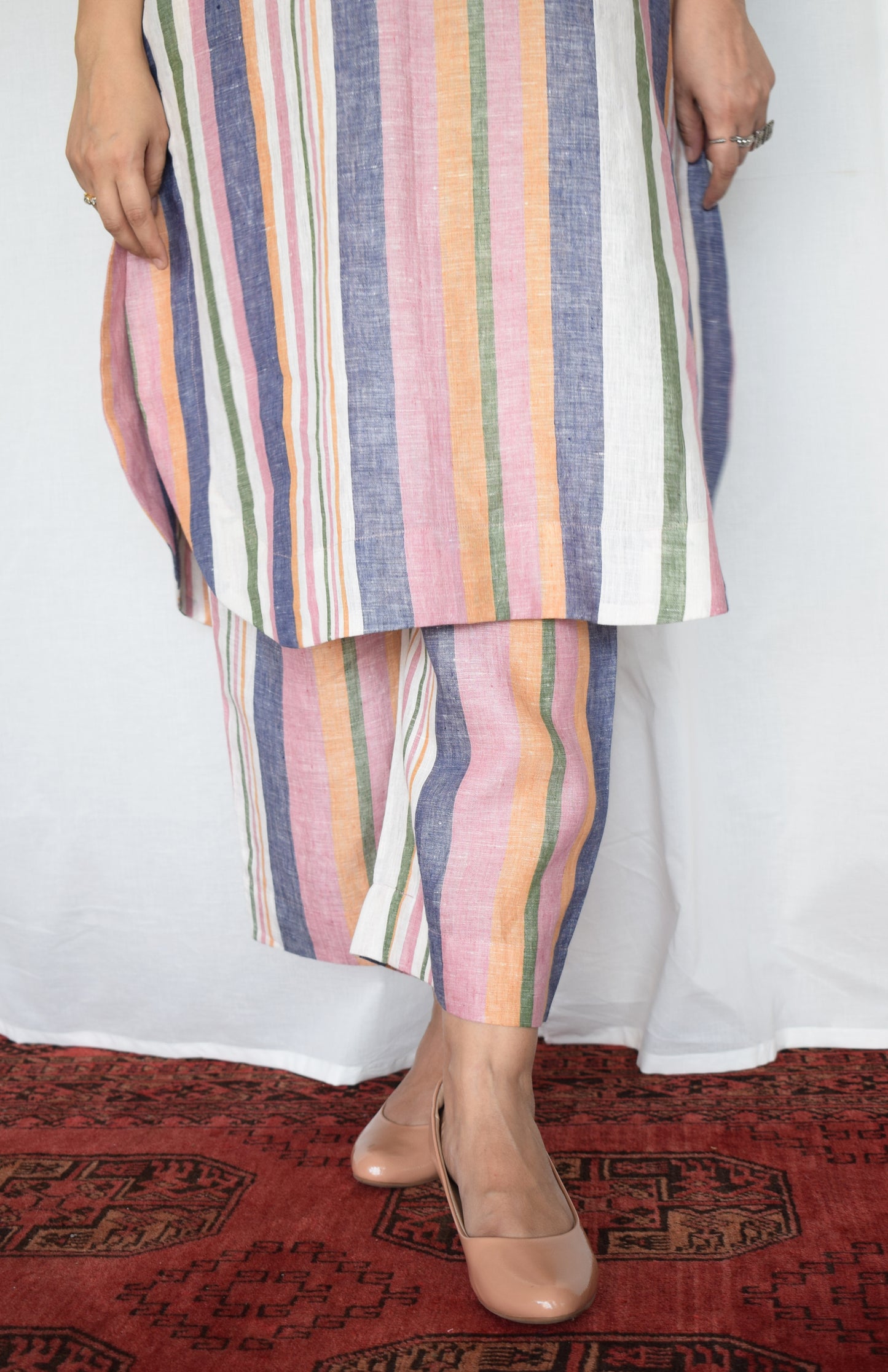 Multicolored Striped wide-legged Linen pyjama