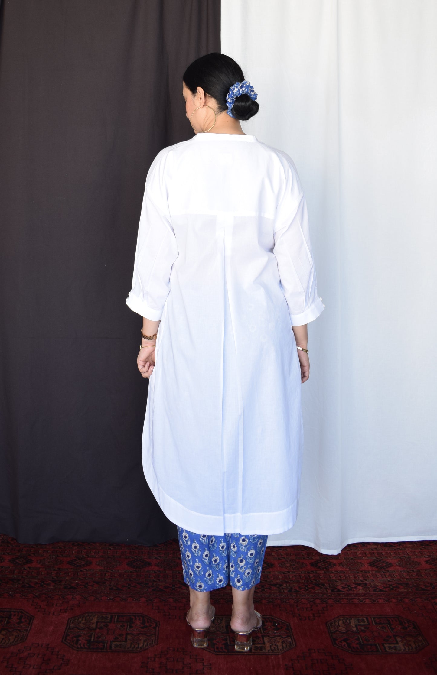 Sunkissed White Antifit Kurta with Hand-Block Printed Pants