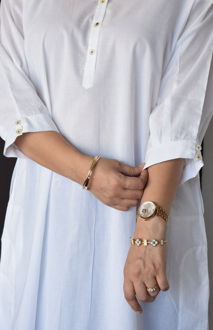 Sunkissed White Antifit Kurta with Placket