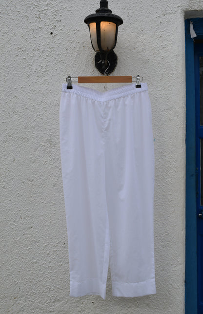 White straight leg cotton pyjama
