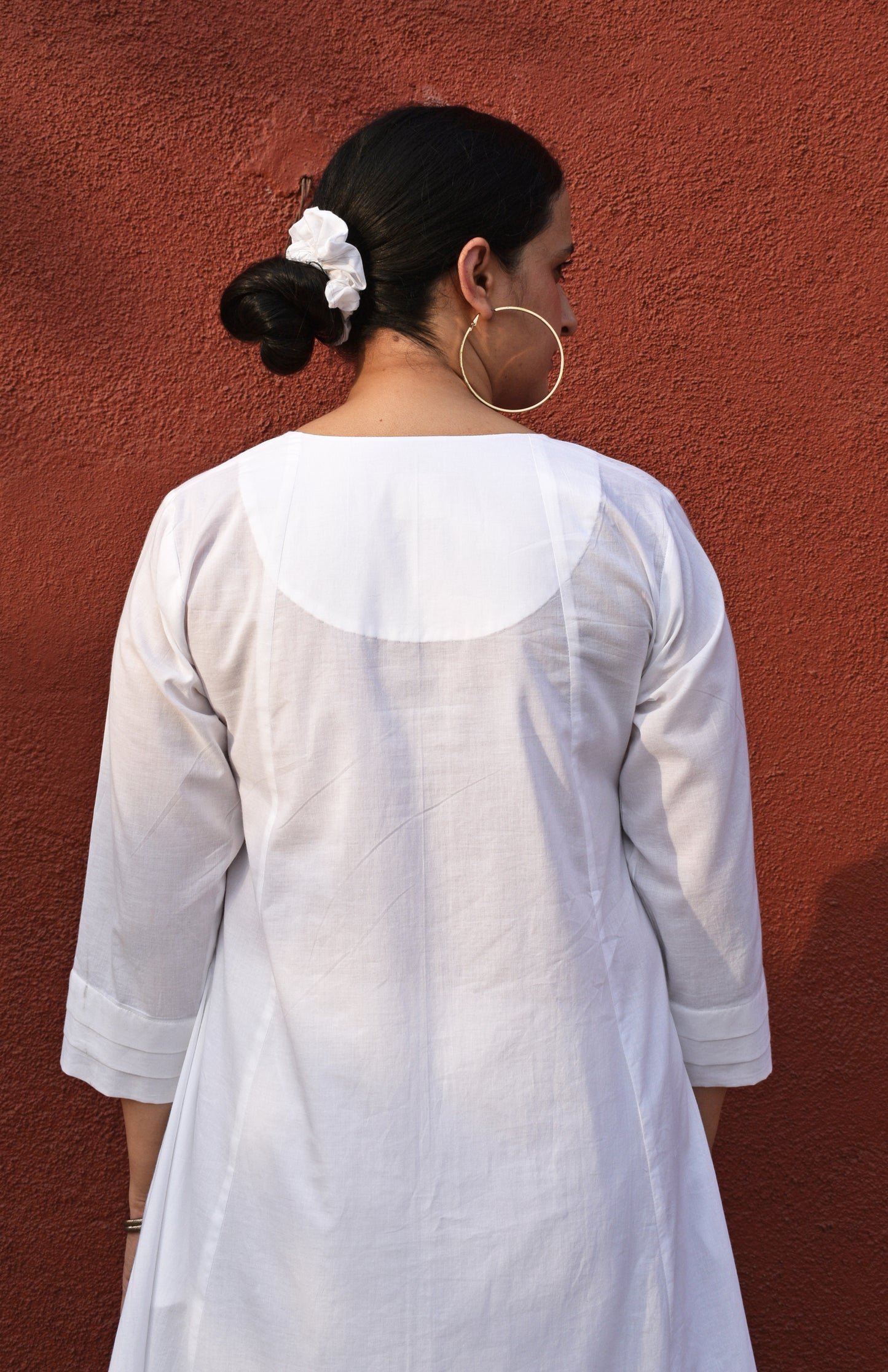 White A line Cotton Kurta with Panels and pajama