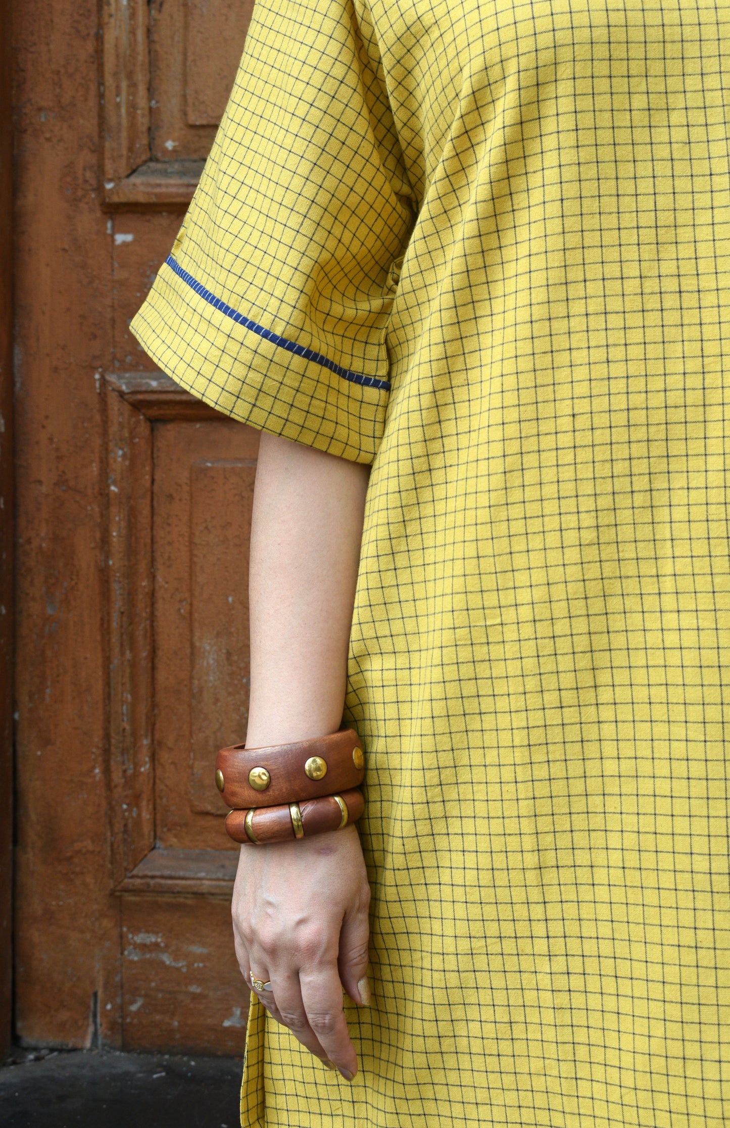 Yellow Co-ord Set in Handwoven Cotton Checks