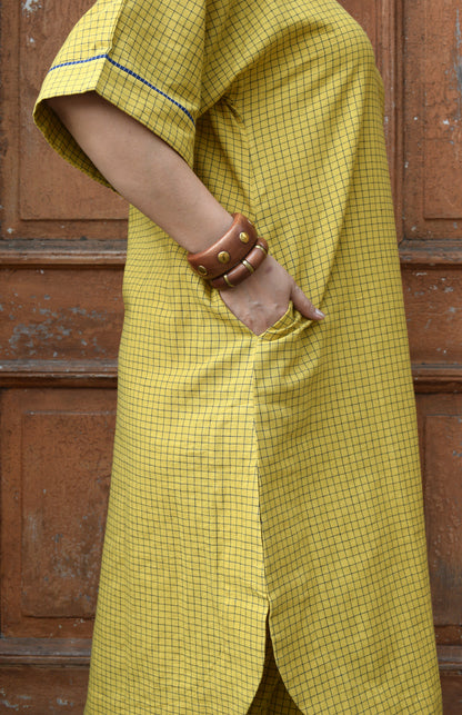 Yellow Co-ord Set in Handwoven Cotton Checks