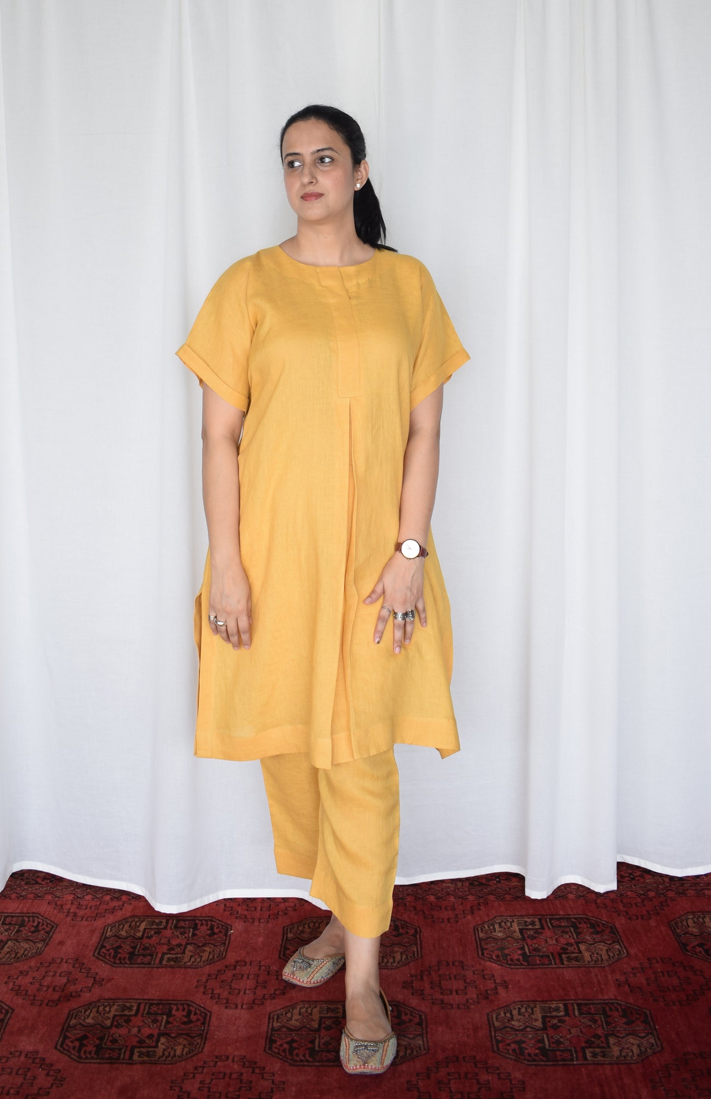 Yellow Linen Choga and Pants