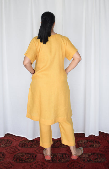 Yellow Linen Choga and Pants