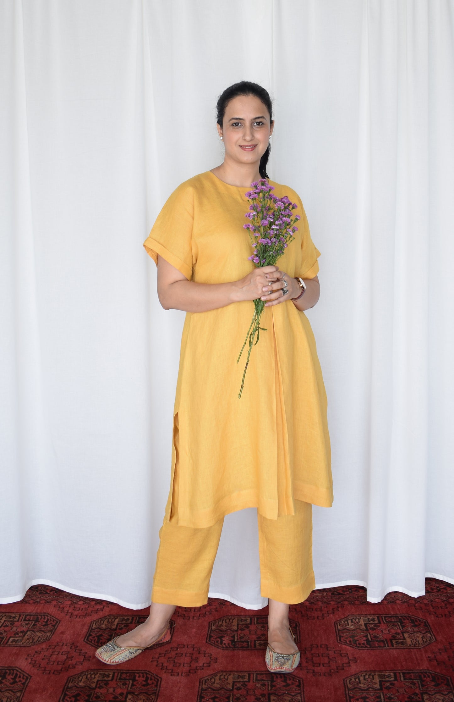 Yellow Linen Choga and Pants