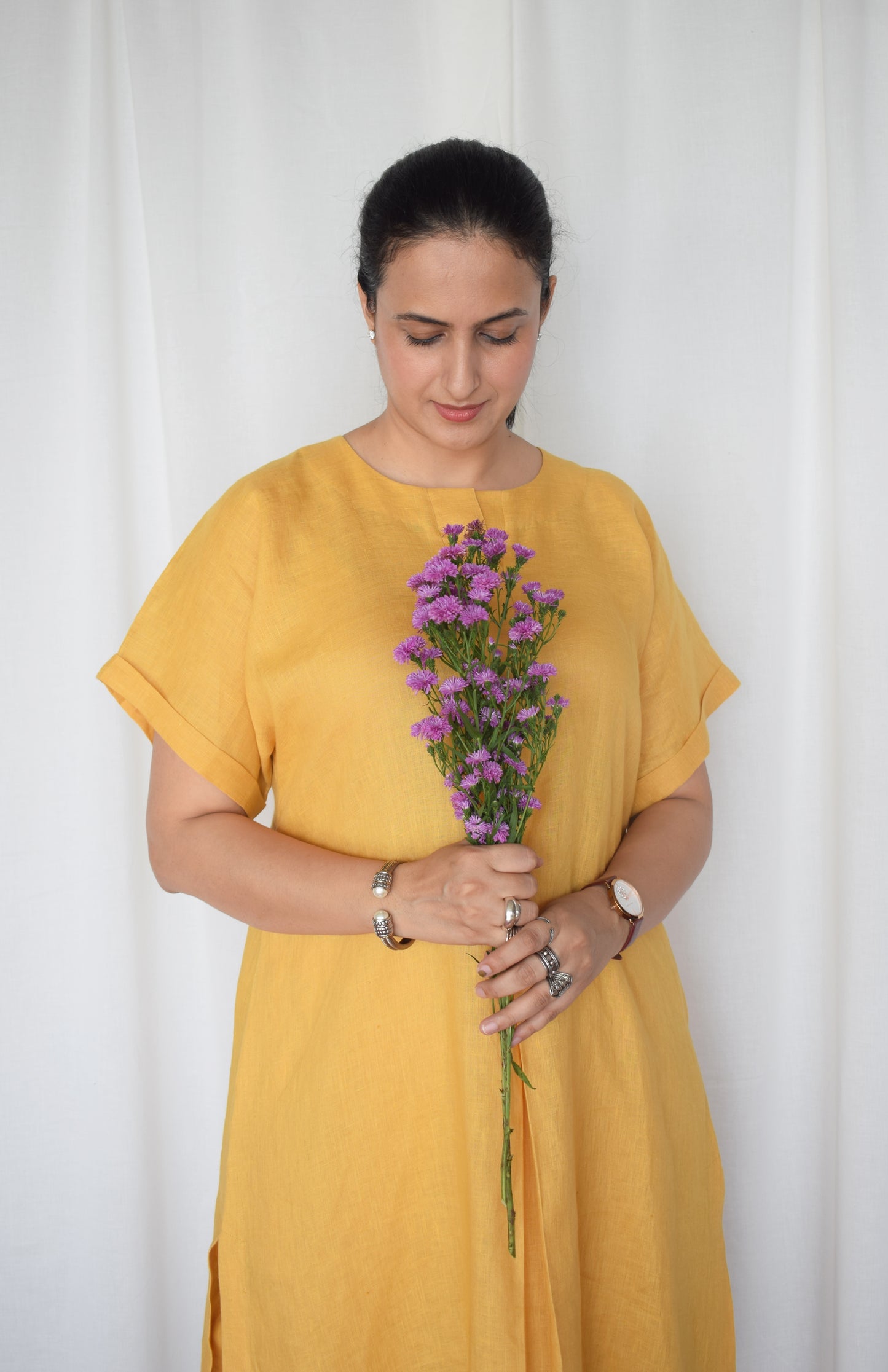 Yellow Linen Choga and Pants