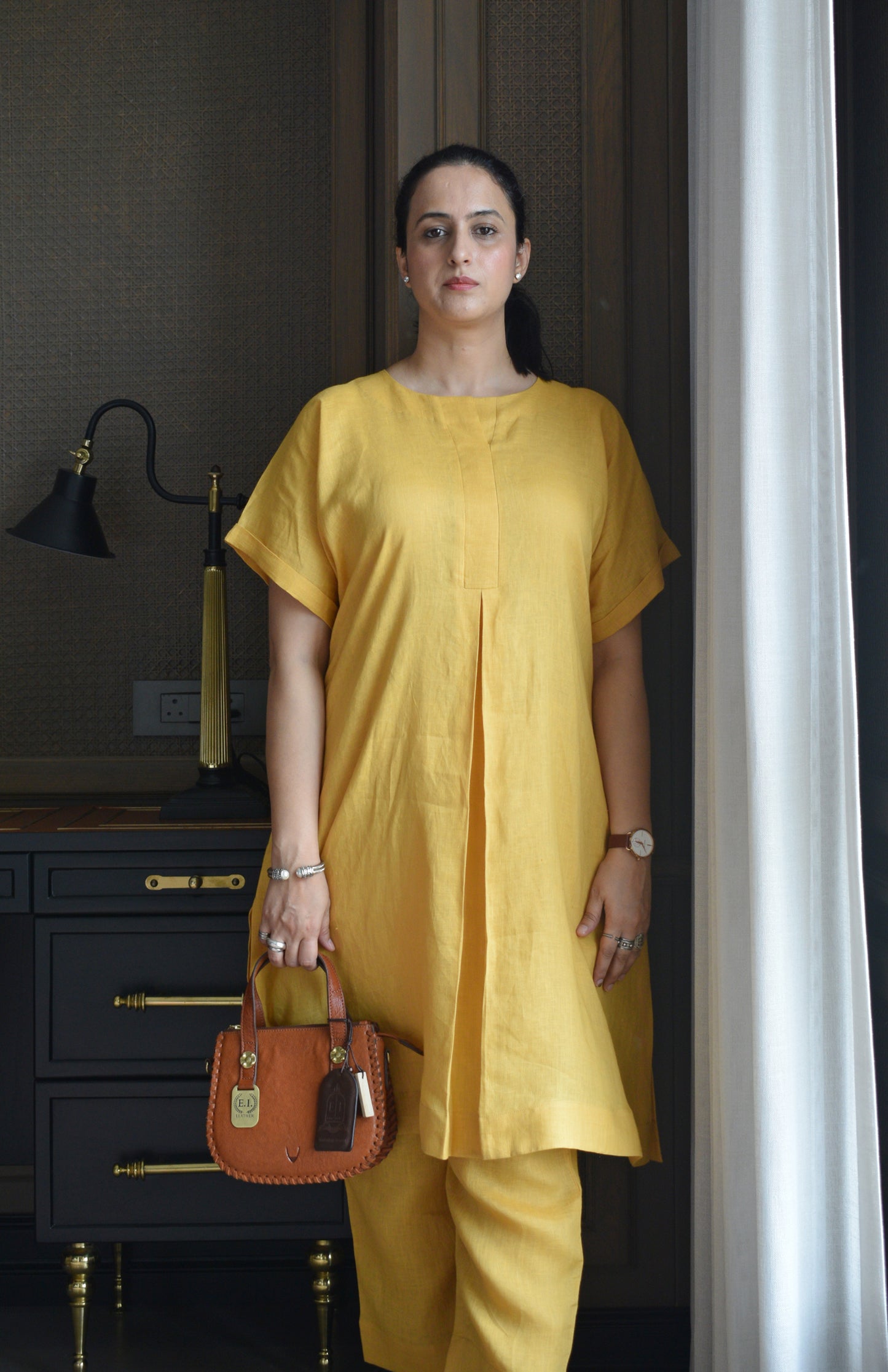 Yellow Linen Choga and Pants