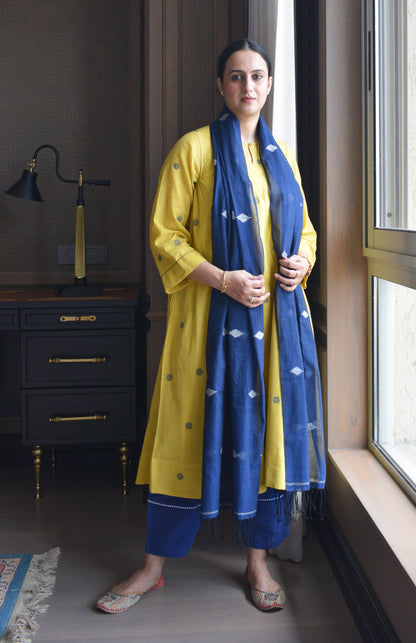 Midnight Blue Handwoven Jamdani Dupatta