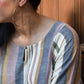 Striped kala cotton kurta with side gathers and striped trousers