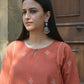 Rust orange kala cotton kurta with side gathers