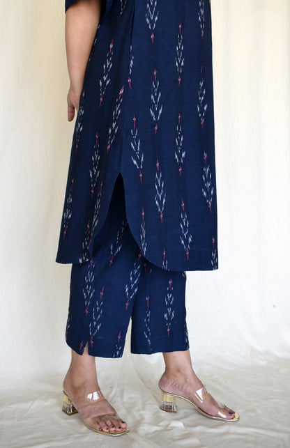 Navy Blue Ikat choga and pants