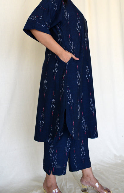 Navy Blue Ikat choga and pants