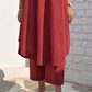 Maroon sleeveless kurta set in handwoven checks and pyjama
