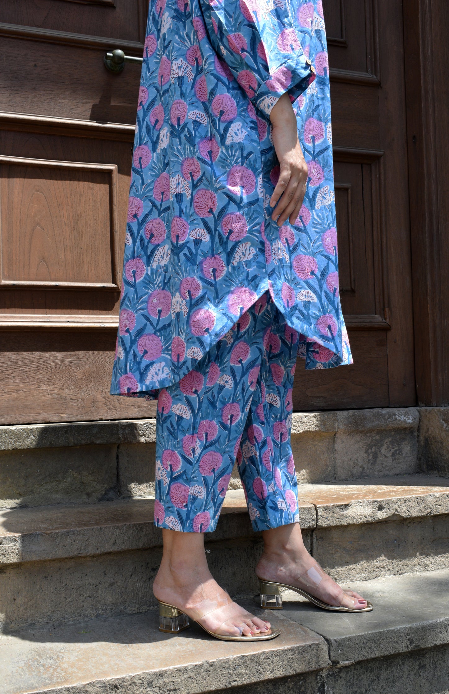 Blue Hand block printed Antifit co-ord set