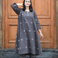 Charcoal kala cotton kurta with side gathers and charcoal trousers