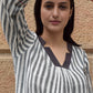 Striped Kala cotton Tunic with V neck and trouser