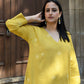 Yellow A line kala cotton kurta with V neck