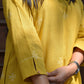 Yellow A line kala cotton kurta with V neck