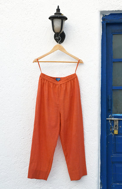 Orange Handwoven Checks Pyjama