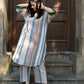 Striped Anti-fit Kala cotton Choga with V neck & Striped Pyjama