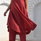 Maroon sleeveless kurta set in handwoven checks and pyjama