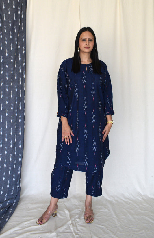 Navy Blue Ikat Antifit co-ord set