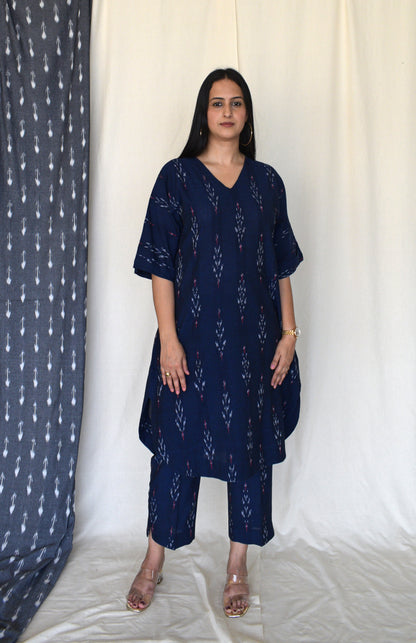 Navy Blue Ikat choga and pants