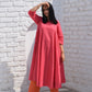 Pink Flared Kurta in handwoven checks