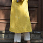 Yellow A line kala cotton kurta with V neck