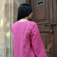 Orchid pink Kala cotton Phiran with V neck