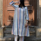 Striped kala cotton kurta with side gathers and striped trousers