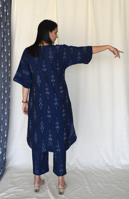 Navy Blue Ikat choga and pants