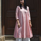 Coral Stripe Bias Paneled kurta in Handwoven cotton