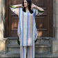 Striped Anti-fit Kala cotton Choga with V neck & Striped Pyjama
