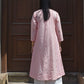 Coral Stripe Bias Paneled kurta in Handwoven cotton