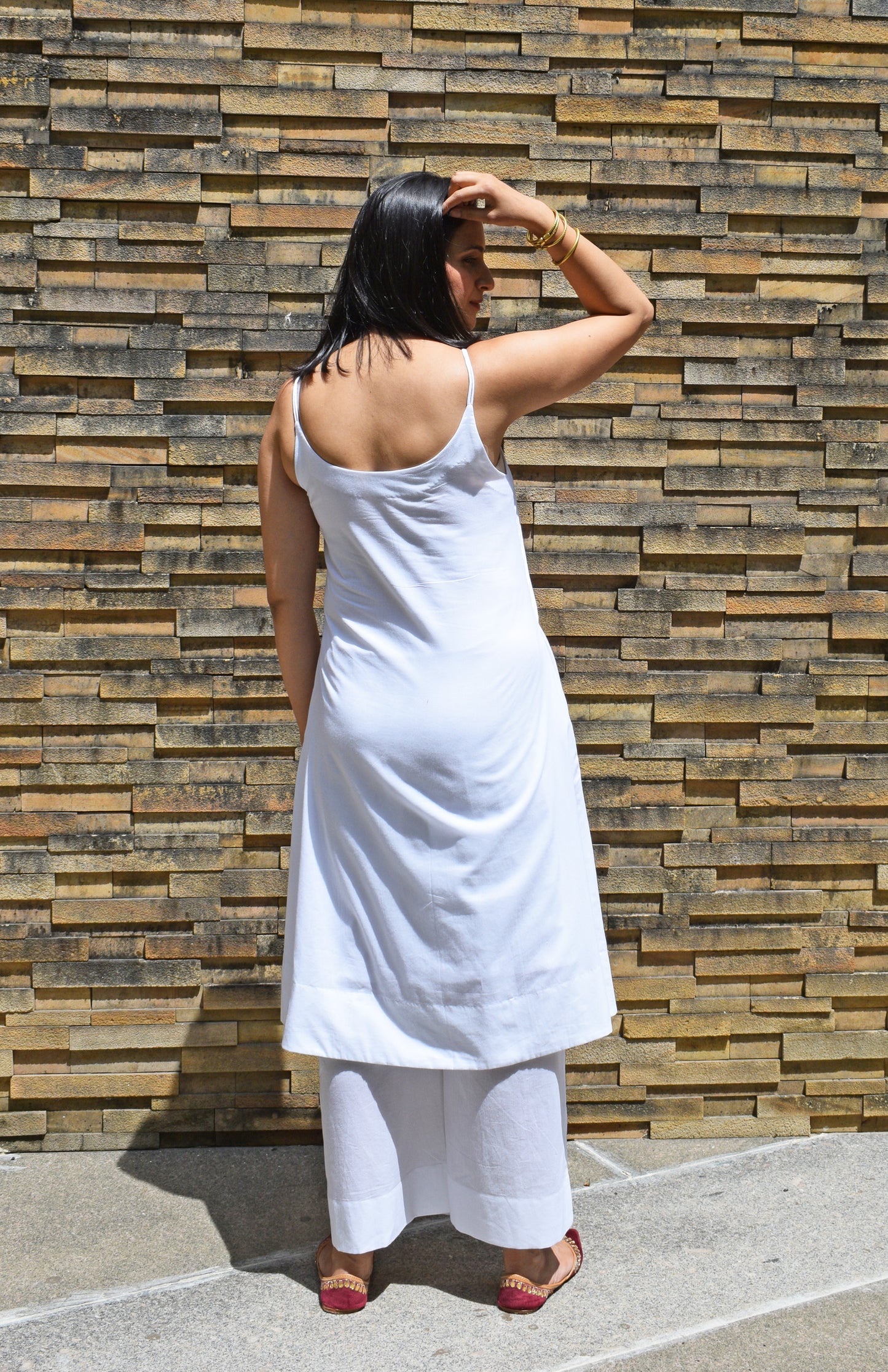 Basic white cotton kurta with pyjama