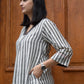 Striped Kala cotton Tunic with V neck and trouser