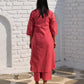 Pink Kurta set with Raglan sleeve and Wide-legged Pyjama in Handwoven Checks