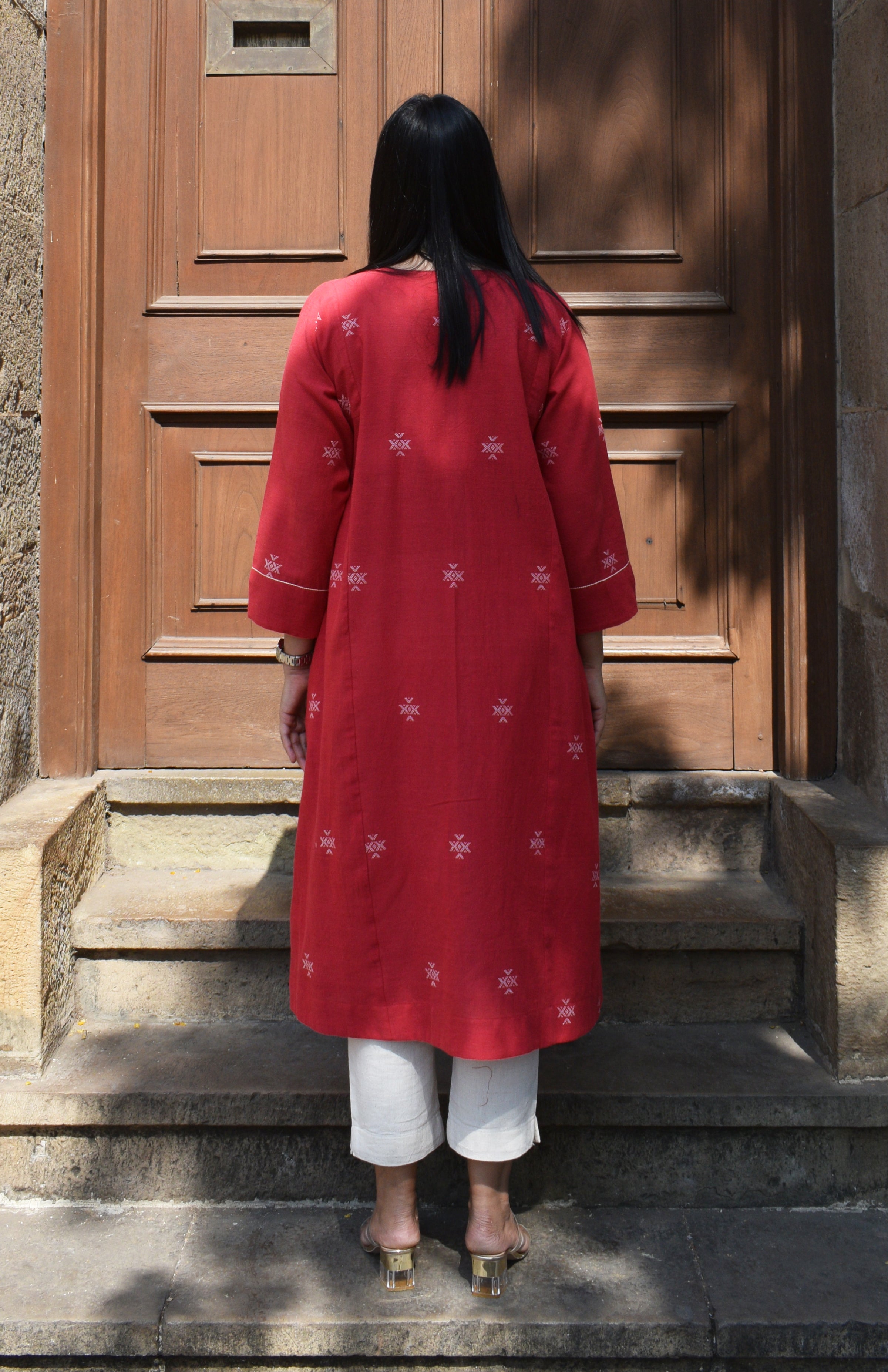 Women Solid ALine Kurta With Trousers  With Jacket Inddusin