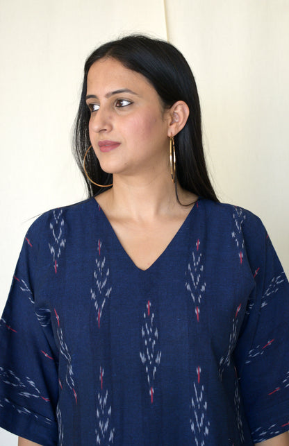 Navy Blue Ikat choga and pants