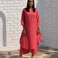 Pink Kurta set with Raglan sleeve and Wide-legged Pyjama in Handwoven Checks