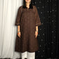 Brown Jamdani kurta with side gathers