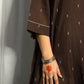Brown Jamdani kurta with side gathers